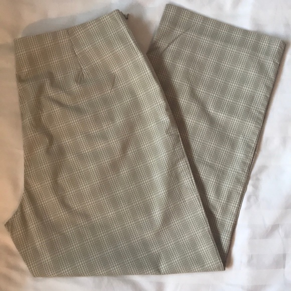 Brooks Brothers classic grey/white check stretch cotton side zip pants EUC - Picture 2 of 5